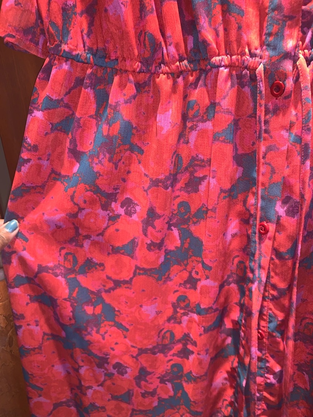 Nordstrom  Halogen brand Red and Blue Floral Maxi Dress - Picture 3 of 7
